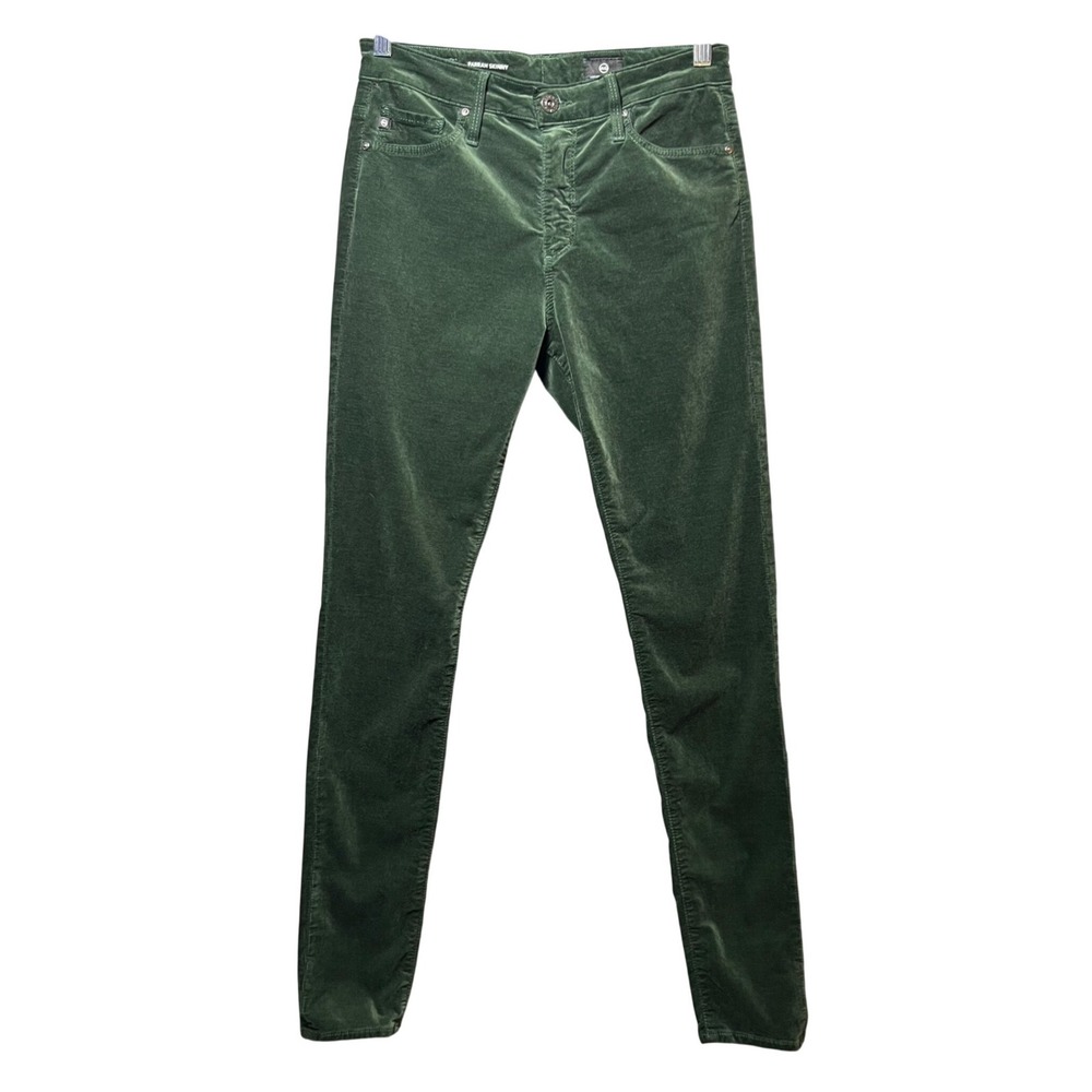 AG Adriano Goldschmied Farrah Skinny High Rise Pants Green 27 Velvet
